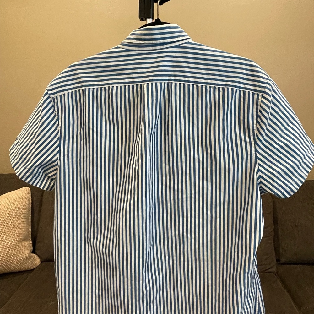Mens - Short Sleeve Button Down - JCREW - blue and white stripes - SSBD